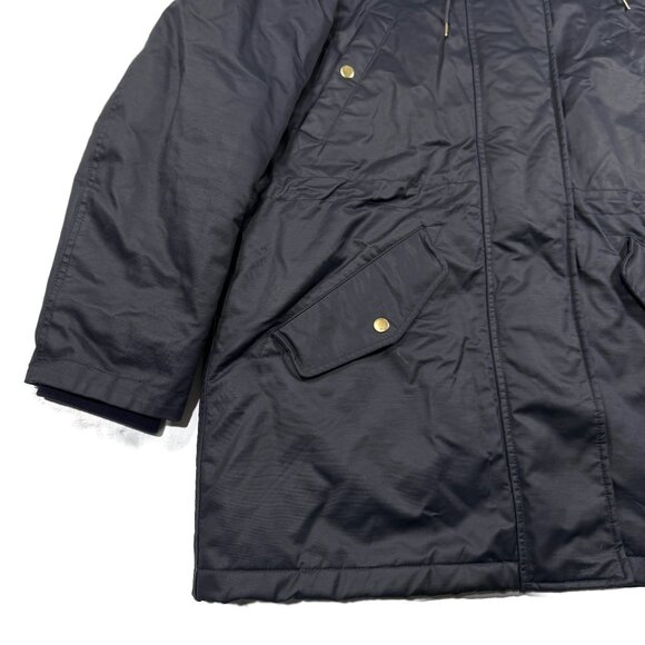 J Crew Perfect Winter Parka Womens XL Blue Eco-Friendly Primaloft Faux Fur Hood - Picture 12 of 16